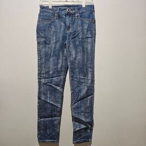 Chico's Women's Girlfriend Silver Coated Ankle Jeans Size 000R